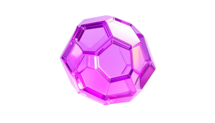 Shimmering polygon shape, glossy purple, isolated on black background