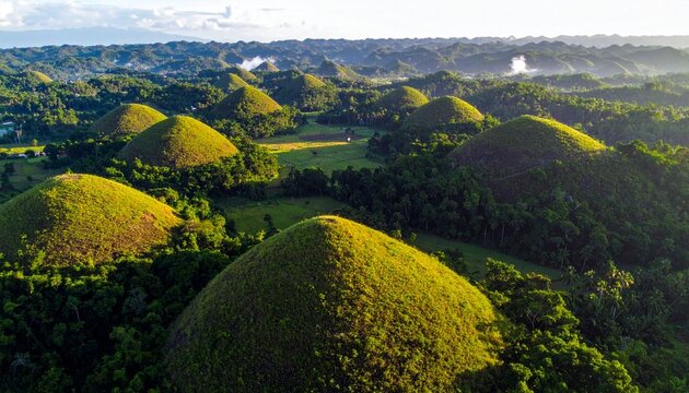 Aerial View of the Chocolate Hills - A Unique Geological Marvel in Bohol, Philippines.