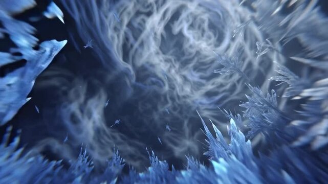 Icy caverns frosted formations gleam