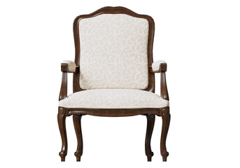 Classic French Style Armchair with Floral Upholstery. The chair is crafted from high-quality dark...