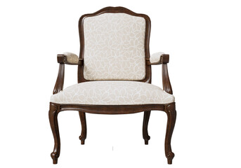 Classic French Style Armchair with Floral Upholstery. The chair is crafted from high-quality dark...