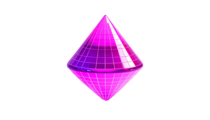 3D geometric shape, symmetrical pink-purple diamond. Rendered on black