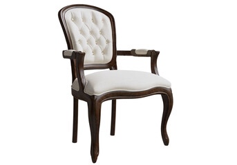 Vintage Tufted French Armchair in Dark Wood. This elegant armchair showcases a classic French...
