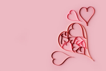 Paper heart flat lay romantic design love and valentine day
