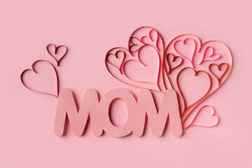 Paper heart flat lay romantic design love and valentine day