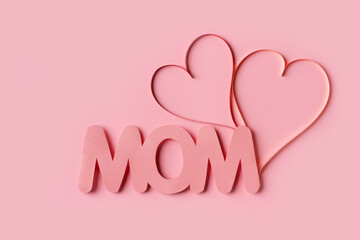 Paper heart flat lay romantic design love and valentine day