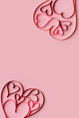 Paper heart flat lay romantic design love and valentine day