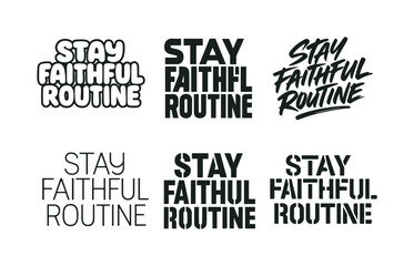 Obraz premium Harmonious Lettering Grid. Stay faithful routine clarity. Set lettering. harmonious lettering variations of the same emblematic concept, each with different