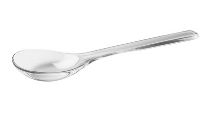 High quality silver metal soup spoon isolated on transparent background
