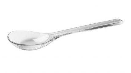 High quality silver metal soup spoon isolated on transparent background