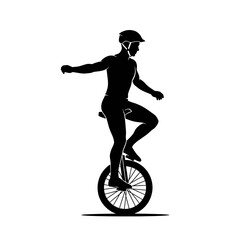 Person Riding Unicycle Silhouette For Circus Performance And Skilled Balance Fitness Graphics