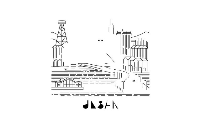 Animation Of Ulsan City Line Draw Simple Minimalist
