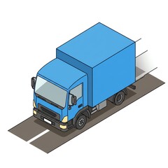 Blue delivery truck on road