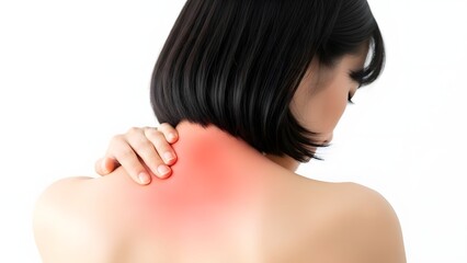 Obraz premium Woman experiencing neck and shoulder pain