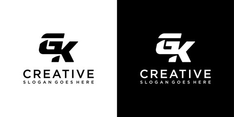 GK or KG initial letter logo design vector template