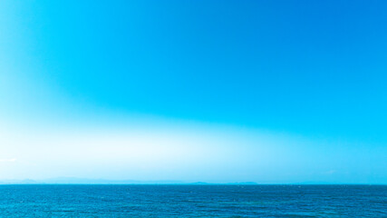 Nature clear sky and summer sea water for summer vacation concept.with sunlight of beautiful clouds blue sky with white altocumulus clouds.with	