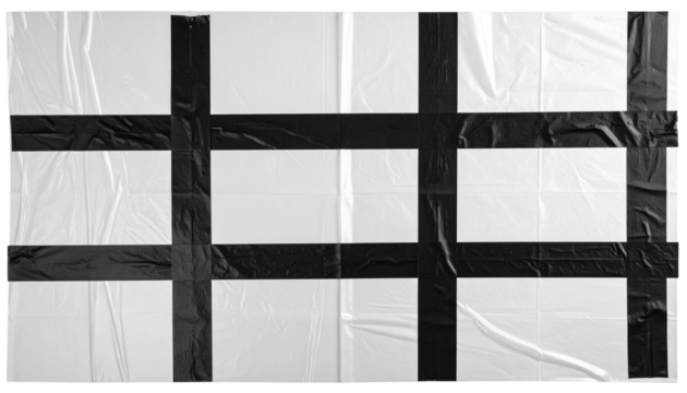 Nine white rectangles framed by black tape; textured and crumpled appearance - Powered by Adobe