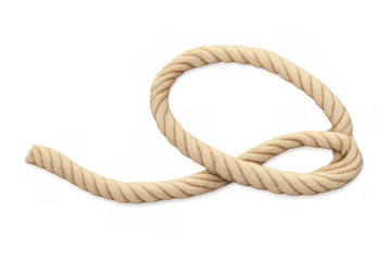 Twisted natural fiber rope loop creating a simple knot on a transparent background, symbolizing connection and security