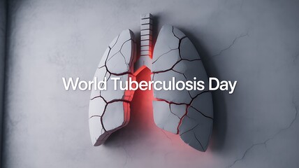 Human lungs with red highlights and Tuberculosis Day text