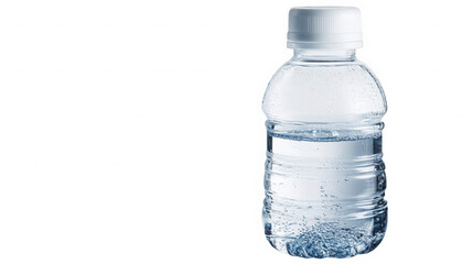 Naklejka premium Clear plastic water bottle with white cap and water inside on transparent background