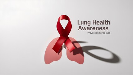 Red Ribbon on Lungs for Lung Health Awareness Poster