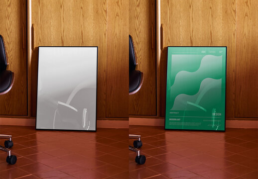 Mockup Of Customizable Poster With Black Frame