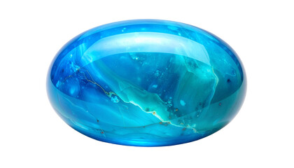 Transparent orb revealing fluid, swirling blue and teal with gold veins
