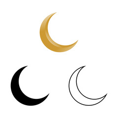 Crescent moon icon on white background