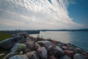 View across rocks of the Klaipeda Port aquatory, Lithuania