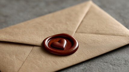 E nvelope with heart-shaped wax seal