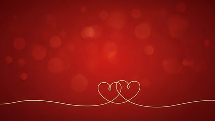 Soft Glowing Warm Red Bokeh Lights with Intertwined White Heart Silhouette Below. Valentine's day background with hearts