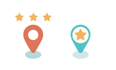 ベストプレイスを示すマップピンと星のイラスト &ndash; 評価と位置情報の表現