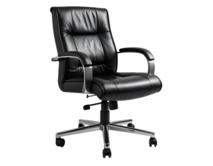 Black leather swivel office chair Isolated on transparent or white, Cut out
