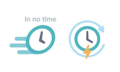 in no time を表すイラスト &ndash; 迅速・即時・スピードの概念