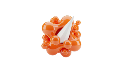 Abstract Orange Blob with White Cone