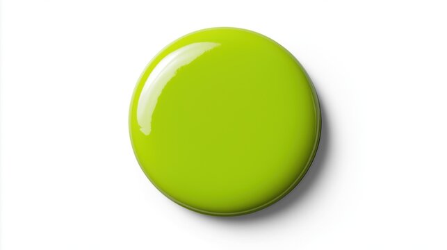 Glossy Lime Green Circular Button Minimalist