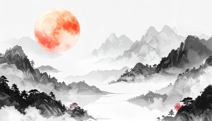 Enso-Inspired Zen Concept Art with Ink Wash and Minimal Space,AI generated