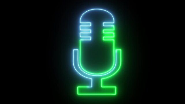 neon microphone on black