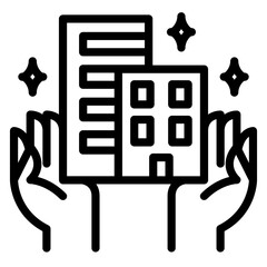 부동산 아웃라인 아이콘. 아파트 보호