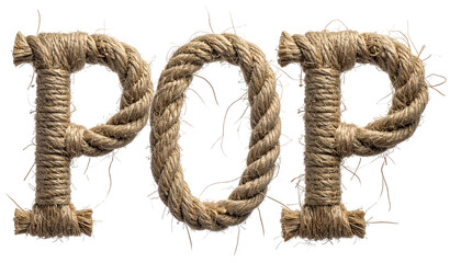 POP" spelled in thick, textured rope with frayed edges