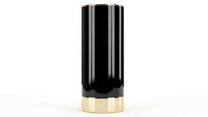 Black and gold cylinder vase isolated on white background
