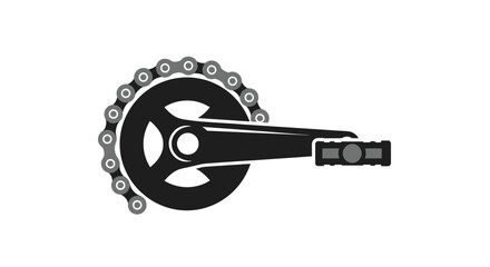 Bicycle Crankset with Chain and Pedal.