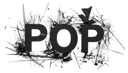 Bold, textured "POP" lettering encircled by dark, spiky graphic