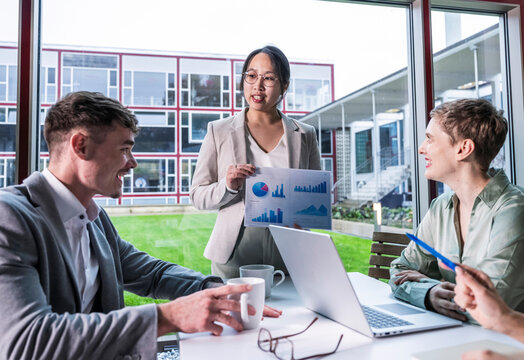 Business team having a meeting with presentation in a modern office