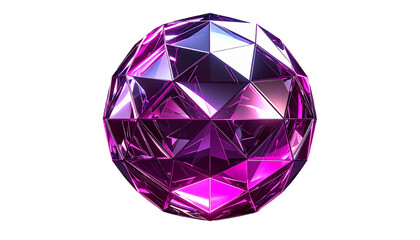 Geometric iridescent sphere with crystalline facets on a black background
