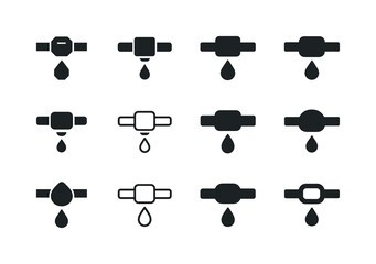 Irrigation System Icons. irrigation system. Icon set. Set Logo of irrigation system: drip emitter. harmonious logo variations of the same emblematic concept,