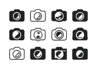 Creative Photography Icon Set. Creative product photography concepts. Icon set. Set Logo of Creative product photography concepts: creative reflection.