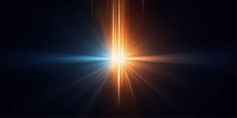 Obraz premium Bright light beam shining through darkness with vibrant orange and blue hues