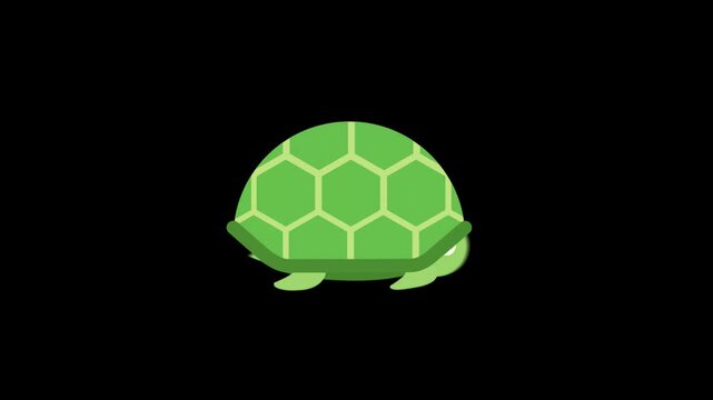 Cute green turtle walking  with honeycomb shell