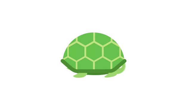 Cute green turtle walking  with honeycomb shell